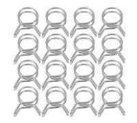 CLISPEED 50pcs Water Hose Clamp Stainless Steel Spring Clip Double Ring Spring Design for Hose and Air Tubing Irrigation Systems Silver