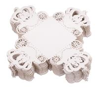 CLISPEED 50Pcs White Decorative Chocolate Wrapping Boxes with Hollow Paper Lace for Wedding Candy Holders and Table Centerpieces, Party Truffle Chocolate Bases Wrapping Supplies