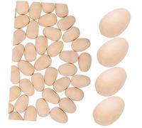 CLISPEED 50pcs Wooden Easter Eggs Unfinished High Density Craft Ornaments for DIY Painting Art Supplies Non Fading Fake Chicken Egg Decorations for Easter Crafts and Party