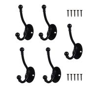 CLISPEED 5pcs Black Zinc Alloy Wall Hooks Hanging Hooks Anti-Rust Coat with Long Time Use for Bathroom and Bedroom Simple Elegant Retro Style