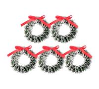 CLISPEED 5pcs Christmas Artificial Garland Wreath Bowknot, Mini Festival Wall Hanging Garland for Xmas Decoration