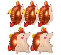 CLISPEED 5pcs Cute Hedgehog Foil Balloons for Birthday Party Supplies Cartoon Animal Balloons for Jungle and Wildlife Theme Decorations Novelty Ornaments for s Parties