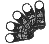 CLISPEED 5pcs Double-sided Do Not Disturb Door Signs for Door Knobs Black Leather Modern Style Suitable for Special Occasions and Hotel Rooms