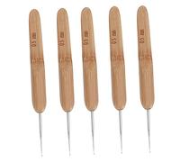 CLISPEED 5pcs Dreadlocks Crochet Hair Knitting Needles with Bamboo Handles for Dreadlocks Knitting at Home