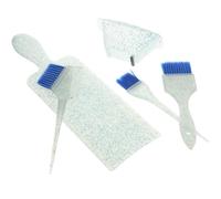 CLISPEED 5pcs Hair Dye Tools Set with Blue Plastic Mixing Bowls and Hairdressing Brushes Equally Distributed Brush Hair for Convenient Use and Salon Applications