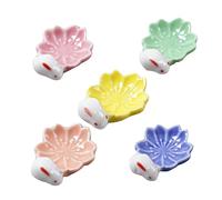 CLISPEED 5Pcs Japanese Style Cherry Blossom Ceramic Chopsticks Rest Multi Color Floral Rack for Home Dining Table Kitchen Accessories