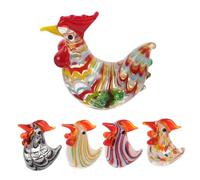 CLISPEED 5pcs Mini Glass Rooster Figurines Colorful Chicken Collectibles Artful Farm Animal Models for Home Office Decor Friendly Tabletop Ornaments