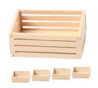CLISPEED 5pcs Mini Pine Wood Crates for Dollhouse Storage Hand Polished Small Wooden Baskets for Miniature Food Drinks and Accessories Detailed Miniature Fruit Rack for Dollhouse Scenes
