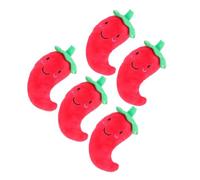 CLISPEED 5pcs Plush Chili Pepper Shaped Squeaky Dog with Interactive Sound Feature for Pet Entertainment and Teething Training, Easy to Clean and Maintain