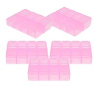 CLISPEED 5pcs Portable Medicine Case Storage Box with Compartments, Airtight Small Tablet Organiser Made of Pp for Travel and Household Use, Easy to Clean Pink Tablet Containers for Elders