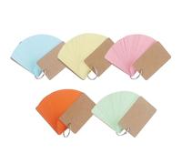 CLISPEED 5pcs Portable Pre-Hole Punched Index Cards Set with Metal Rings, Assorted Colored Loose-Leaf Flashcards for English Words Study, Office and School Revision Note Cards