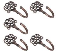 CLISPEED 5pcs Retro Metal Wall Hooks for Hanging Coats Keys Hats - Vintage Bronze Zinc Alloy Coat Rack with Screws, Wall Mounted Household Wardrobe Hangers for Entryway Office Kitchen