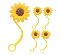 CLISPEED 5pcs Silicone Sunflower Straw Toppers Cute Reusable Straw Caps Silicone Plugs for Tumblers Bottles Drinkware Accessory
