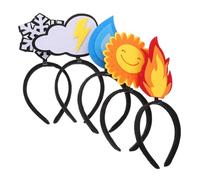 CLISPEED 5pcs Soft Felt Novelty Headbands for Birthday Holiday Party Decorations Funny Flame Water Drop Sun Cloud Snowflake Hairbands Lightweight Comfortable Accessories for Adults