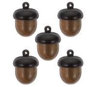 CLISPEED 5pcs Wood Acorn Charm Pendants with Hanging Hole for Christmas and DIY Jewelry Making, Unfinished Wooden Nut Dangle Charms to Store Small Keepsakes and Enhance Creativity