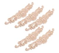 CLISPEED 5pcs Wooden Carved Rose Appliques European Style Classic Solid Wood Craft Decorations with Intricate Wood Carving and Lifelike Rose Patterns for Home Interiors and Doors