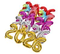 CLISPEED 5pcs Year Foil Balloons Jumbo Metallic Number in Silver Gold Red for Nye Party Decorations Self-sealing Holiday Backdrop Props for Christmas and Year Eve Celebrations