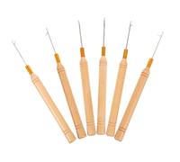 CLISPEED 6 Pcs Hair Crochet Hooks with Wooden Handles Iron Latch Hooks for Dreadlocks and Braiding DIY Hairstyling Tools for Home and Professional Use