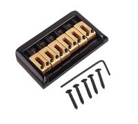 CLISPEED 6 String Black Copper Hard-tail Electric Guitar Bridge Fixed Saddle Set Fully Adjustable Height Intonation for St Style Replacement Parts with Wrench and Screws