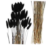CLISPEED 60pcs Black Dried Bunny Tails Flowers Bohemian Wedding Decor Natural Rabbit Tail Grass for Photography Floral Arrangement DIY Home Party Decorations