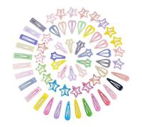 CLISPEED 60pcs Hair Clips Cute Snap Hairpins Hair Accessories for Birthday Party Daily Wear Versatile Styles Including Heart Star Drop Shapes Durable and Non Fading for Teens and Little