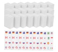 CLISPEED 65pcs National Flag Mahjong Tiles with Educational World Stickers Simplified Rules for Family Gatherings Travel and Spring Picnic Party Fun