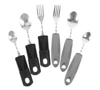 CLISPEED 6pcs Bendable Weighted Utensil with Non-Slip Rubber Handles for Elderly Disabled Adults Adaptive Stainless Steel Cutlery for Shaking Hands Space-Saving Tableware