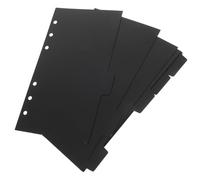 CLISPEED 6pcs Black A6 6-Hole Binder Dividers, Pp Material Notebook Separator Tabs for Personal Organizer, Office and School Filing Index Pages