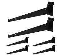 CLISPEED 6pcs Black Iron Wall Brackets for Shelves with Seamless Welding and Space Optimization, Heavy Duty Slatwall Accessories for Supermarkets and Home Use