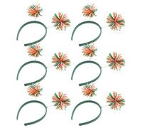 CLISPEED 6pcs Colorful Knitted Pom Pom Headbands Set Soft Carnival Hair Accessories for Women and Gentle Fit Hairbands for Themed Parties Halloween Cosplay and Festival Celebrations