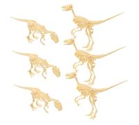 CLISPEED 6pcs Dinosaur Skeleton Model Kit Educational Plastic Fossil Building for DIY Assembly Velociraptor Miniature Figures for Scientific Learning and Home Decoration