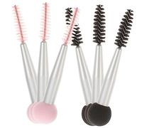 CLISPEED 6pcs Double Headed Makeup Sponge Brush with Mushroom and Eyebrow Applicators Versatile Eyelash Mascara Brush Kit for Precise Cosmetic Blending and Styling Pink and Black Sponges