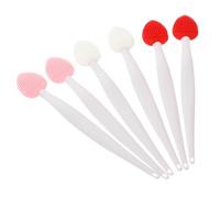 CLISPEED 6pcs Dual Sided Lip Scrub Brush for Deep Cleaning Lips and Nose Long Handle Manual Exfoliator with Soft Silicone Dots for Facial Pore and Cosmetic Residue Removal