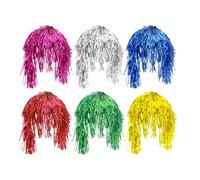 CLISPEED 6Pcs Foil Tinsel Wigs for Party Wigs Creative Hair Adornment Tinsel Set for Cosplay and Dance Events
