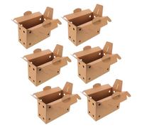 CLISPEED 6PCS Hamster and Poultry Cardboard Carrier Box - Punched Ventilation Holes, Handle Included, Durable Paper Material 12.2x8x5.1'' Suitable for Retail and Personal Use