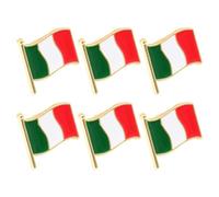 CLISPEED 6pcs Italian Flag Metal Lapel Pin Brooch for Clothes, Zinc Alloy Material with Easy to Wear Feature and Good Decorative Effect, for Formal Events and Leisure Occasions