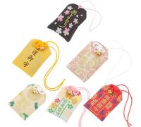 CLISPEED 6pcs Japanese Omamori Charm Lucky Bag Pendant Traditional Hanging Amulet Ornaments for Fortune Health Wealth Protection Blessing