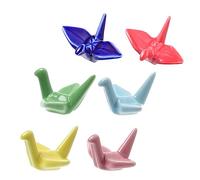 CLISPEED 6pcs Japanese Style Ceramic Paper Crane Chopsticks Rack and Fork Rest Holder for Home Dining Table Compact Utensil Organizer with Decorative Banquet and Party Use