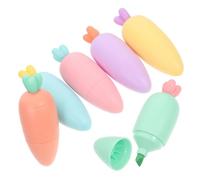 CLISPEED 6pcs Kawaii Carrot Shaped Highlighter Markers Pastel No Bleed Water Based Ink Compact Portable Design for School Office Study Notes Color Coding and Organization