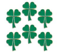 CLISPEED 6pcs Lightweight Four Leaf Clover Brooch Pins Set, Fade-resistant Alloy Shamrock Lapel Jewelry for Women and Men, for Office Wear and Irish Culture Celebration