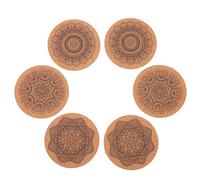 CLISPEED 6pcs Mandala round Cork Coasters Cup Pads with Anti-skid Heat Insulation for Pottery and Cookware, Creative Drink Coasters Suitable for Home and Housewarming Random Color