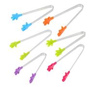 CLISPEED 6pcs Mini Silicone Food Tongs for Stainless Steel Kitchen Clips with Hand Shape Design Portable Lightweight Gadgets for Ice Cubes Sugar Fruits Desserts BBQ and Buffet Use