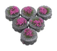 CLISPEED 6pcs Miniature Flower Bed Set for Sand Table Landscaping, Simulation Resin Model for Micro Garden Scenes, DIY Tiny Flower Bed for Diorama and Model Building