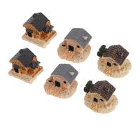 CLISPEED 6pcs Miniature Villa Figurines Tiny House Resin Village Decorations Fairy Garden Cottage Accessories for Micro Landscape Plant Pots