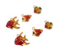 CLISPEED 6pcs Ocean-inspired Animal Pendant Necklace Small Fish Dangle Charms for DIY Bracelets and Jewelry Making Stainless Steel with Water-resistant Enameled Finish Creative Craft