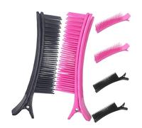 CLISPEED 6pcs Professional Hair Sectioning Clips for Hair Styling and Coloring Non-slip Grip Hairdresser Accessories for Salon and Home Use in Black and Pink