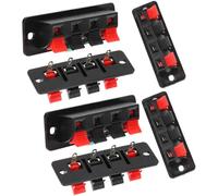 CLISPEED 6pcs Push-in Wire Connectors for Speaker and Subwoofer Box, 4 Ways Terminal Connectors with Abs and Copper Material, Easy to Install for DIY Speaker and Electrical Connection