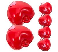 CLISPEED 6Pcs Red Heart Shape Bell Charms DIY Jewelry Pendants with Hanging for Crafting Unique Necklaces and Bracelets Adorable Vintage Style Accessories for Handmade Decorations