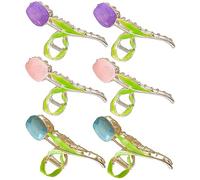 CLISPEED 6pcs Tulip Hair Clips Decorative Metal Claw Clips Flower Barrettes for Women Thin Hair Wedding Party