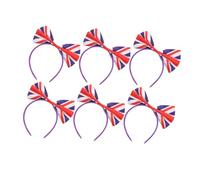 CLISPEED 6pcs Union Jack Hair Bands Satin British Flag Bowknot Headbands for Sports Fans Uk Festival Hair Accessories Stylish for Women